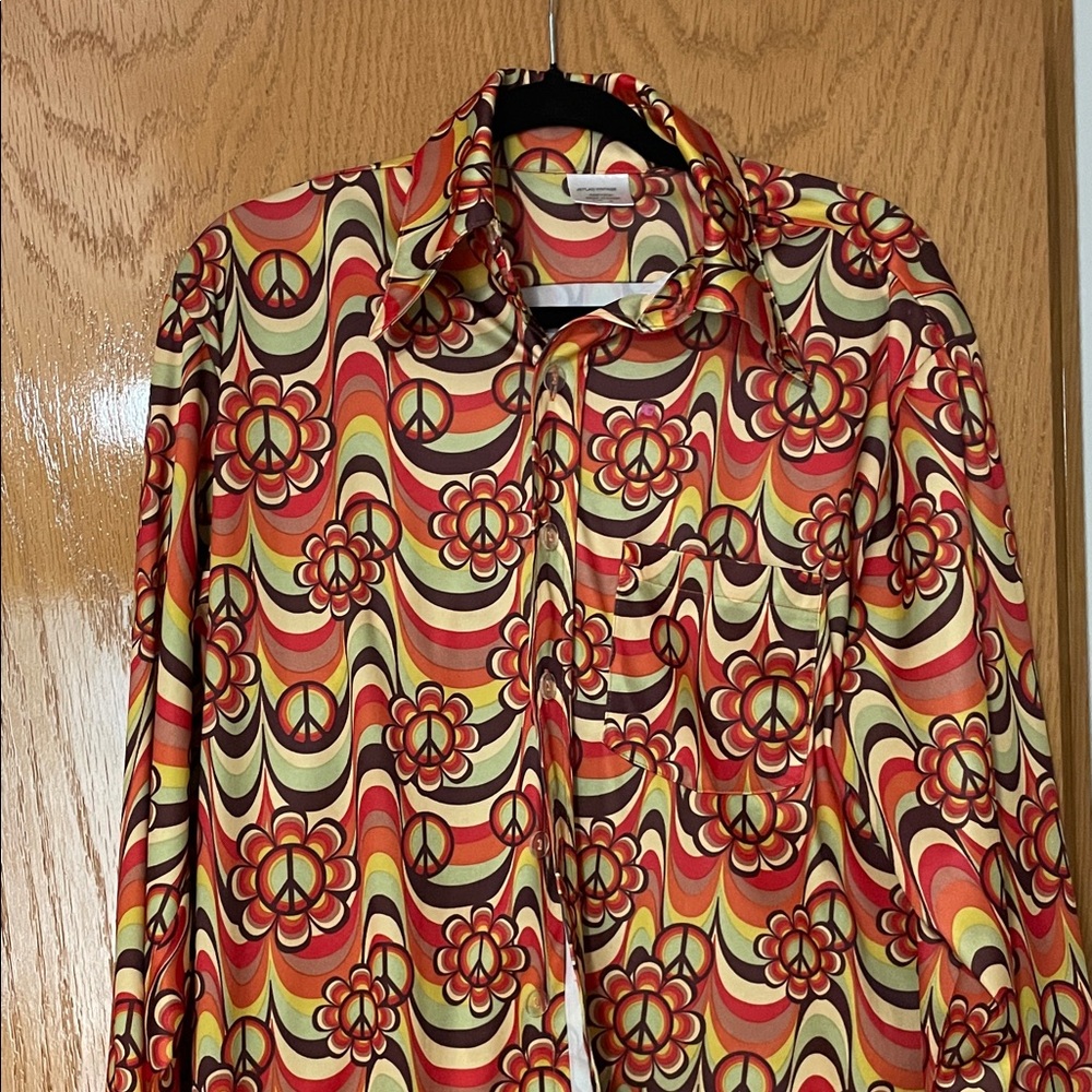 Unisex  vintage Retro Multicolor PEACE psychedelic Top men S, woman XL